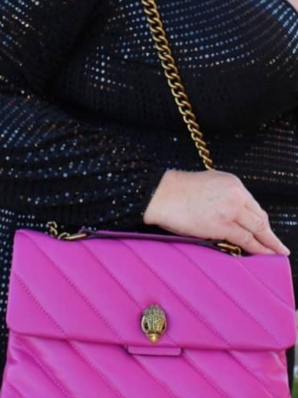 Kurt Geiger Quilted Hot Pink Shoulder Bag with Gold Chain